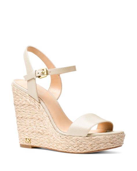 michael michael kors women's jill leather espadrille platform wedge sandals